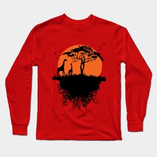 Giraffe in sunset Long Sleeve T-Shirt